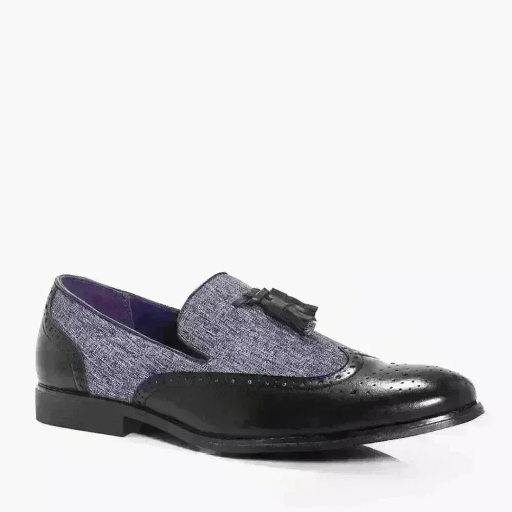 NEW NIB Boohooman Mix Panel Tassel Loafer by Belide, Size 10.5 US / 44 EU